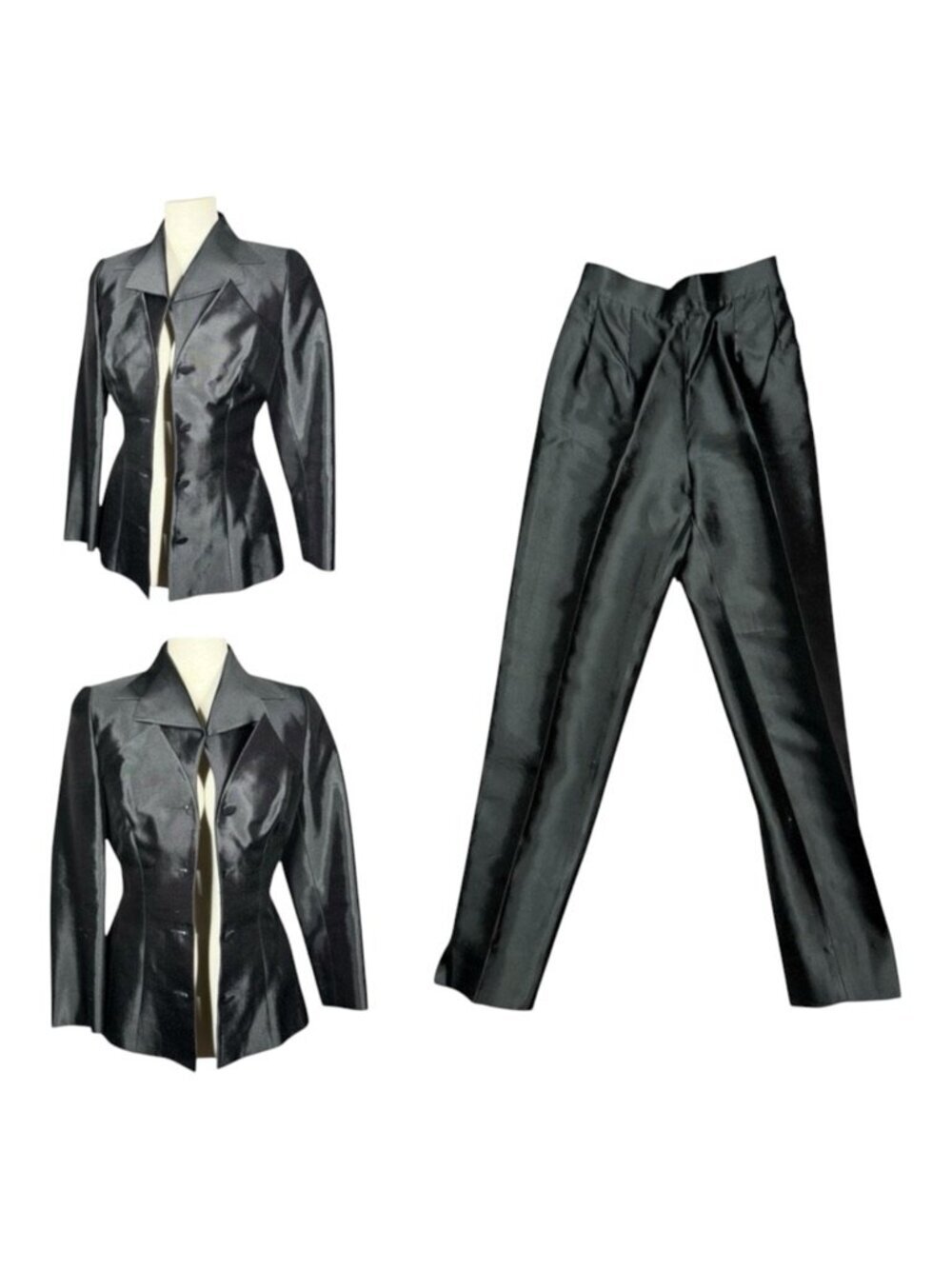 Petrovitch & Robinson Vintage Black Couture Cut Pantsuit Size 2